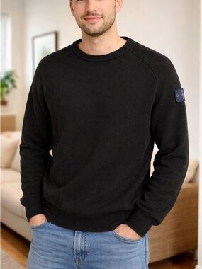 Nautica 100% pure wool-  Made in Italy Black Crewneck Sweater -
